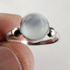 White Cats Eye Cabochon Vintage Ring Size 6 3/4 in Sterling Silver 925