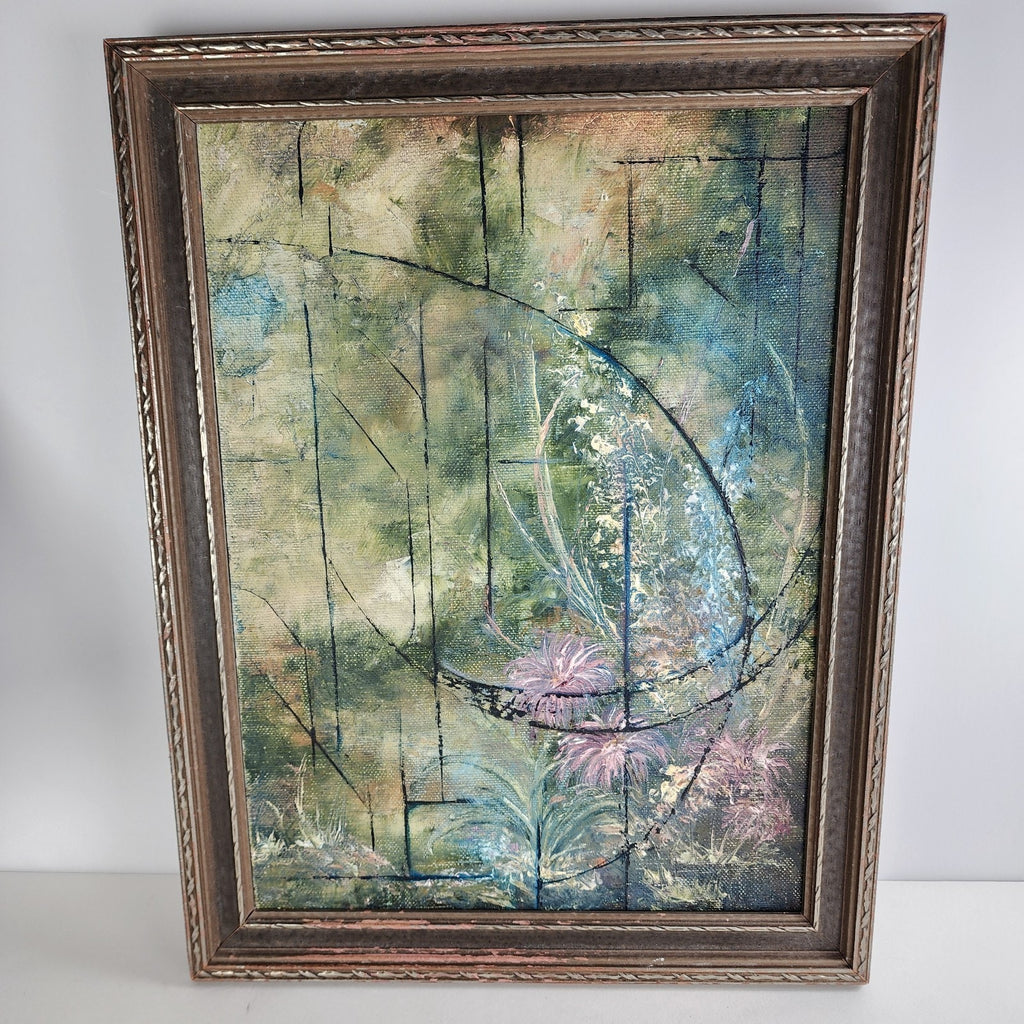 Abstract Jungle Landscape Acrylic Painting on Canvas Unsigned