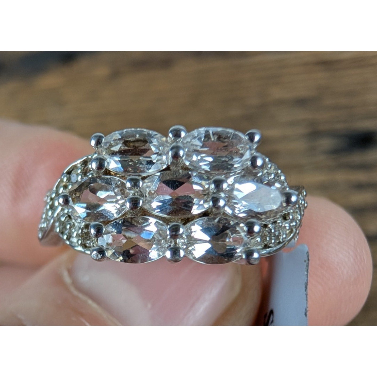 New Gemstone Cluster Sterling Silver 925 Ring Size 9