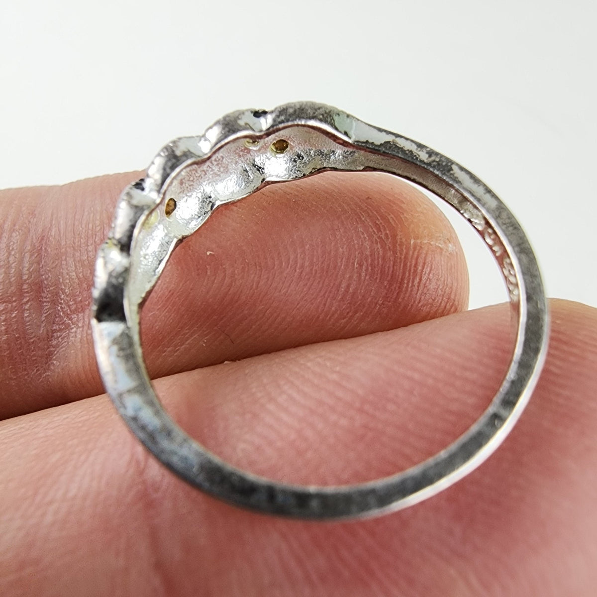 Marcasite Dual Color Sterling Silver 925 Ring Size 8 1/4 Vintage
