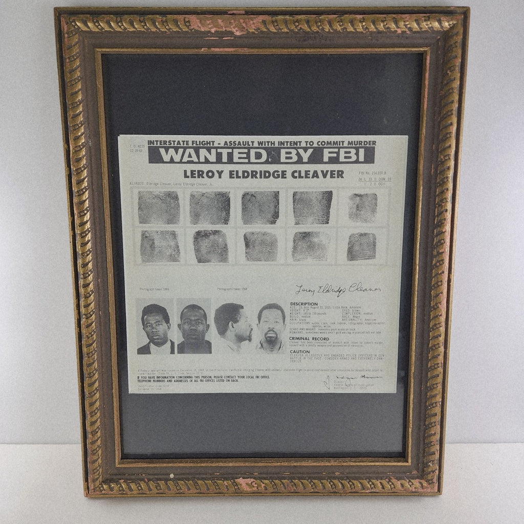 1968 FBI Wanted Poster Leroy Eldridge Cleaver Framed JE Hoover Black Panther