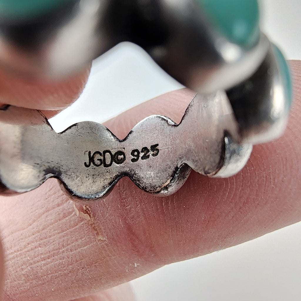Turquoise Cabochon Infinity Band Ring Size 6 1/2 Sterling Silver 925 Vintage