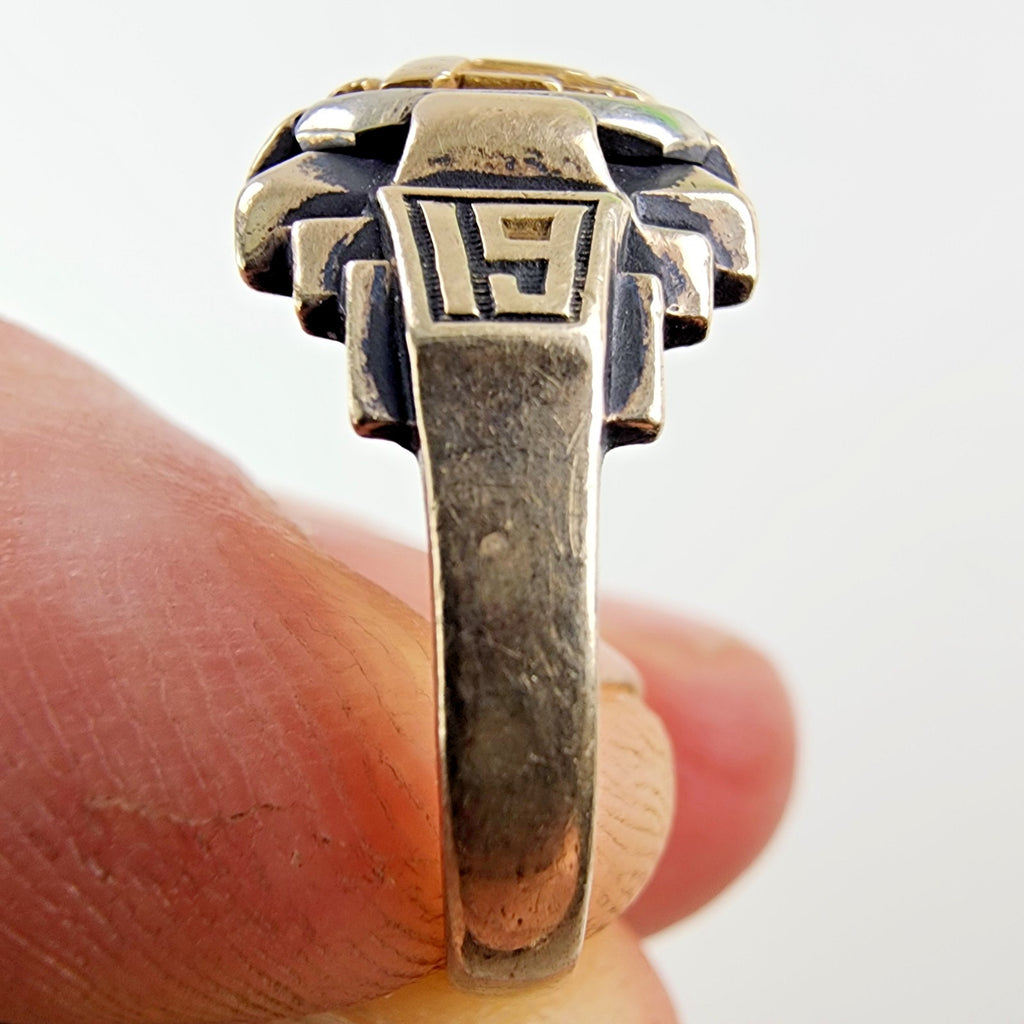 10K Yellow Gold & Sterling Silver 925 Monogrammed 1934 Class Ring Size 9 1/4