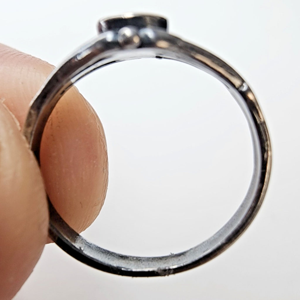 Peach Enamel Sterling Silver Bali 925 Open Ring Size 5 1/2 Vintage