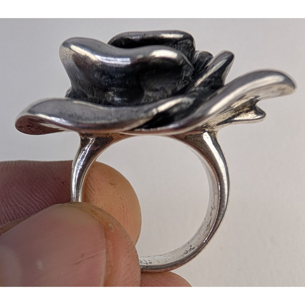 Electroform Flower Rose Sterling Silver 925 Designer Ring Size 7 1/4
