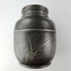 Satsuma Japanese Tin Pewter Tea Caddy Jar Signed Antique Suzuhan