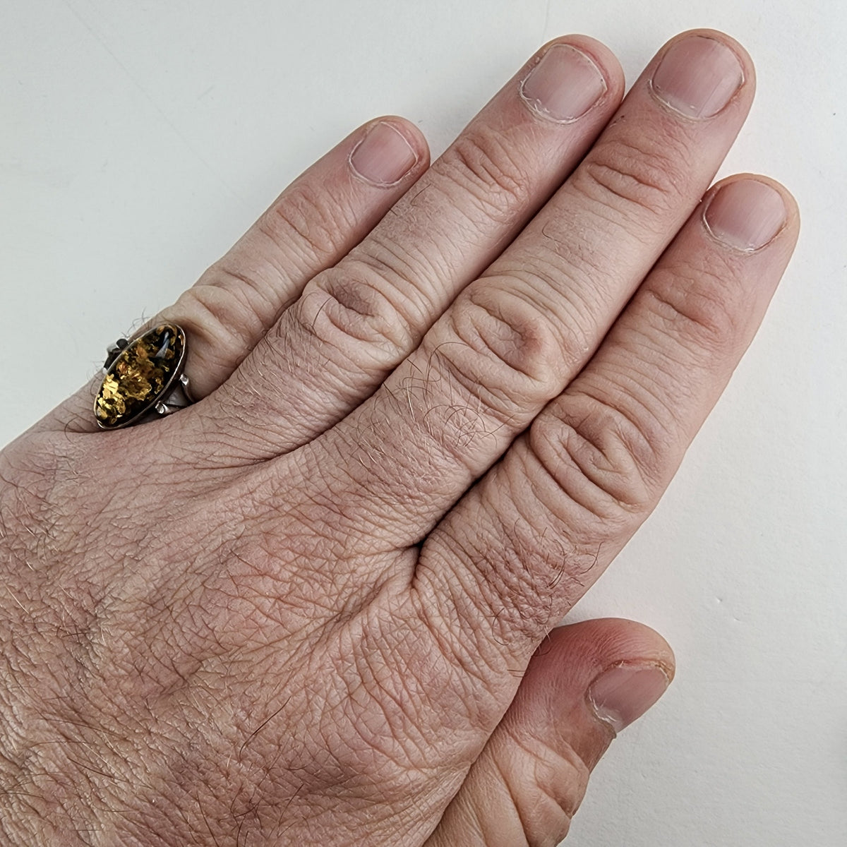 Vintage Baltic Amber Ring Size 8 in Sterling Silver 925
