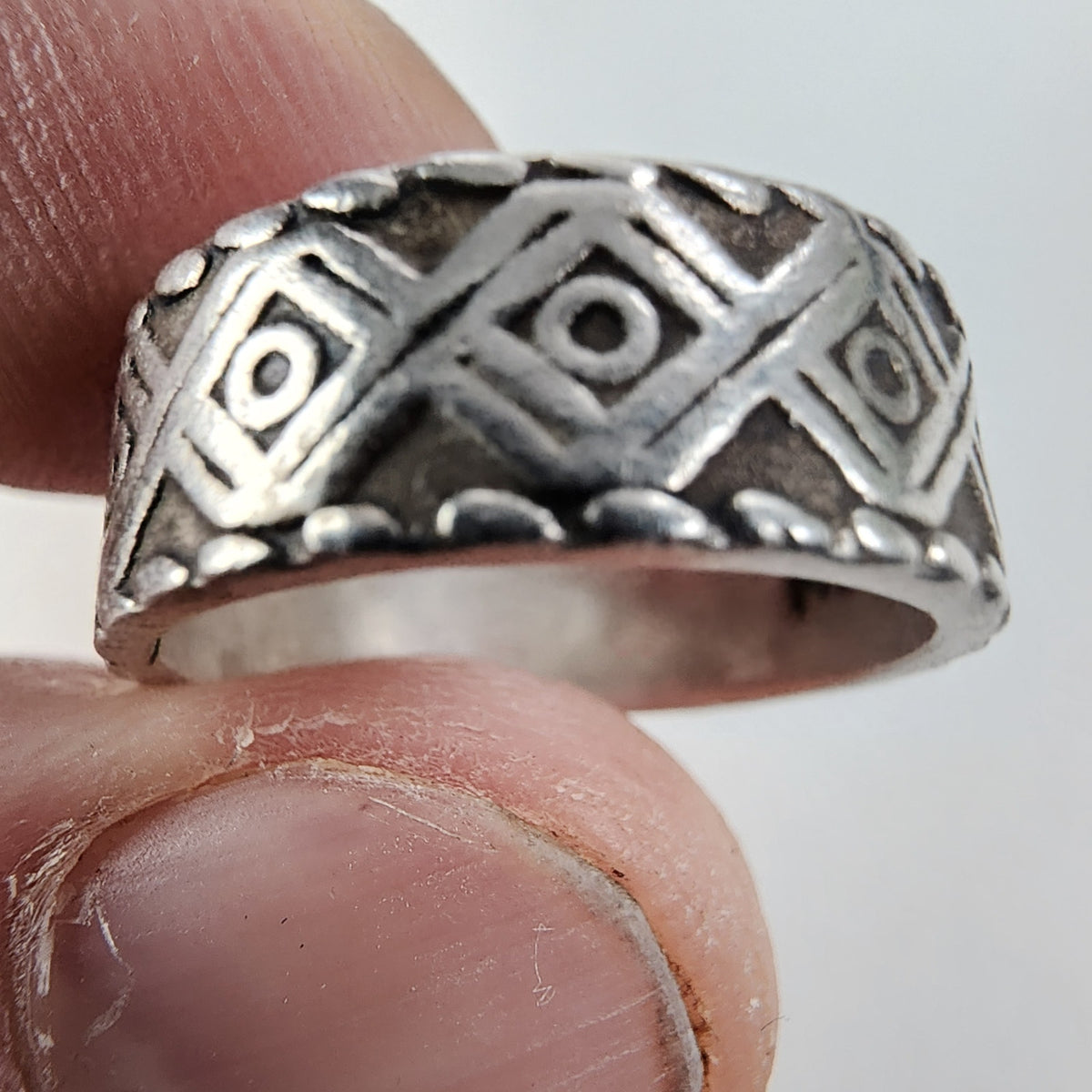 Vintage Patterned Band Ring Size 6 1/2 in Sterling Silver 925 Mexico