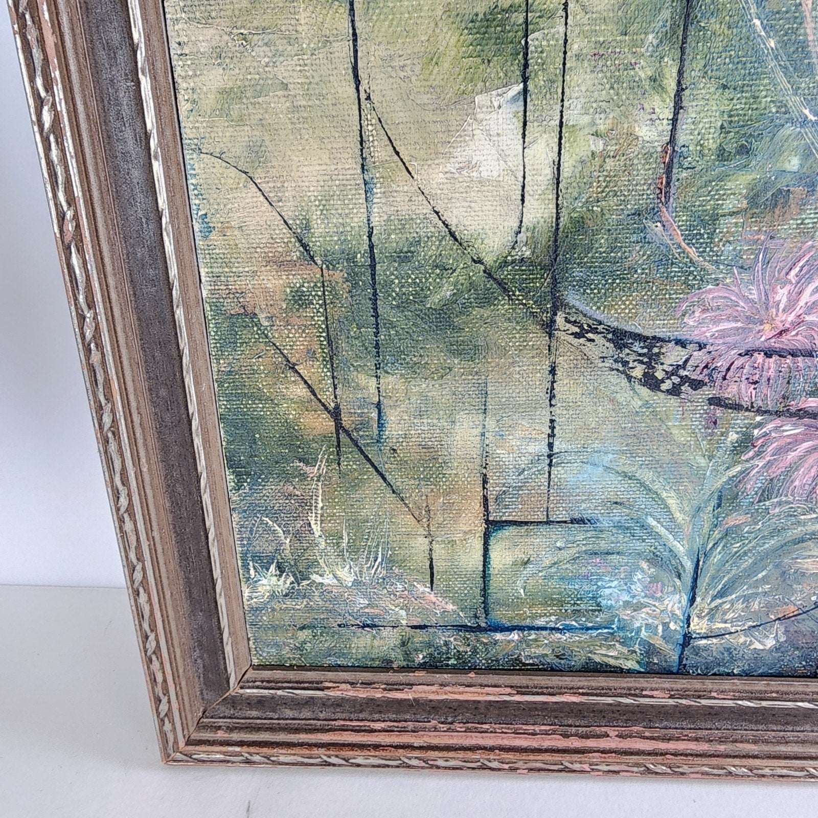 Abstract Jungle Landscape Acrylic Painting on Canvas Unsigned