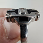 Art Deco Revival Sterling Silver 925 Cocktail Ring Size 7