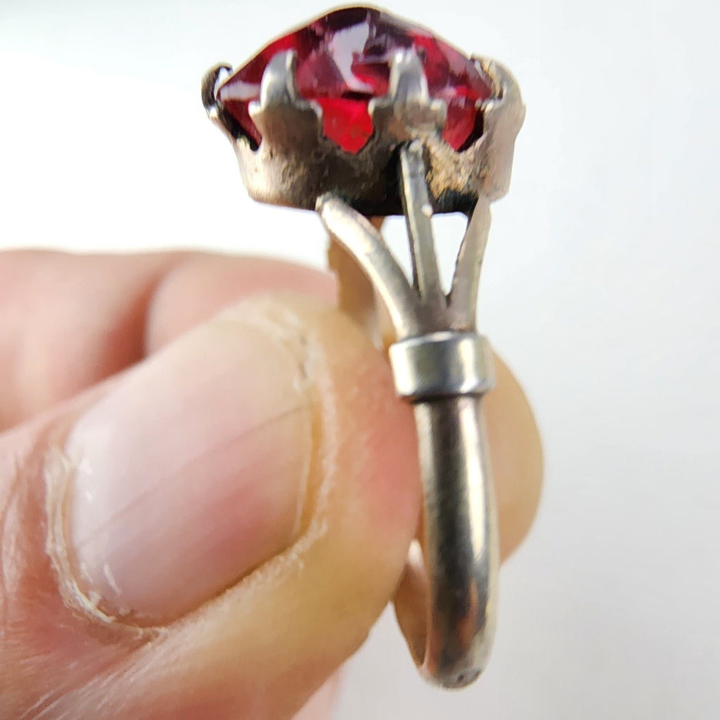 Ruby Crown Setting Russian Ring Size 8 Sterling Silver 87145 Vintage Gold Finish