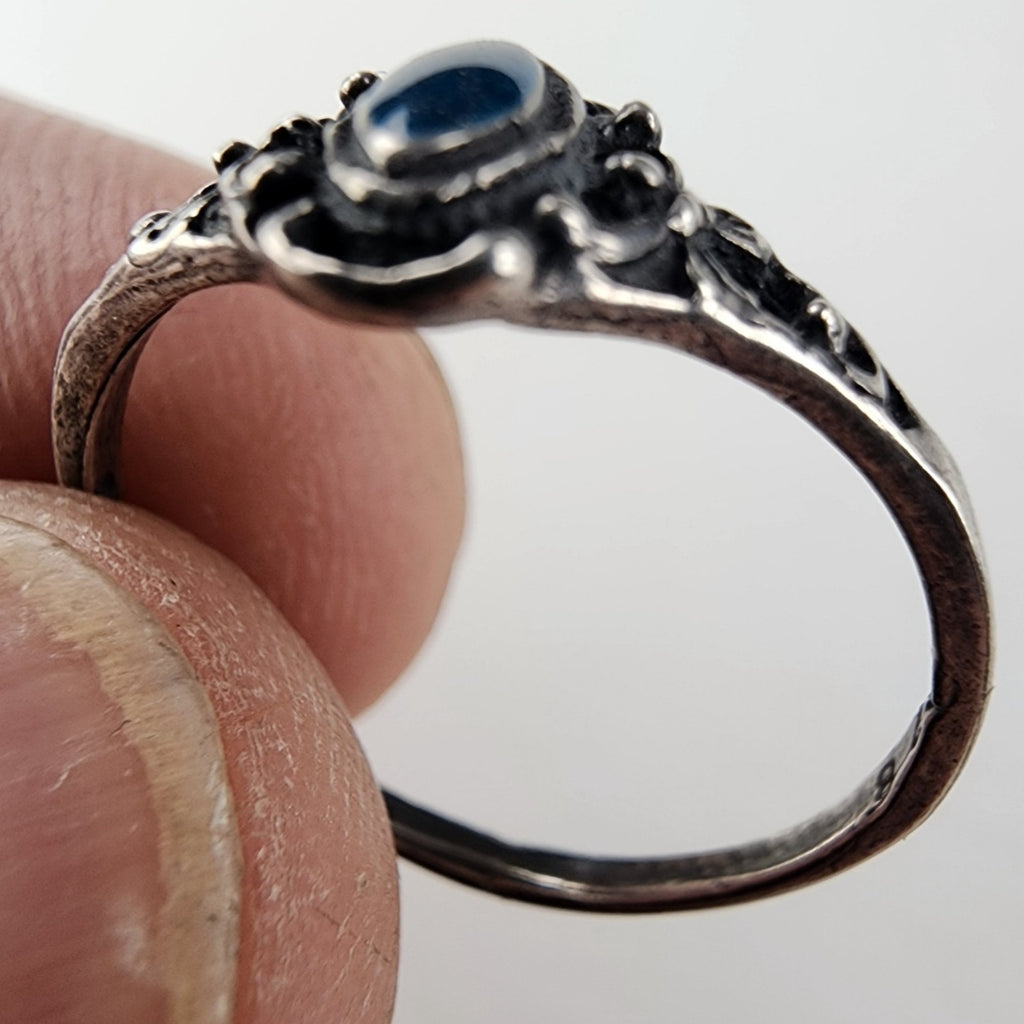 Blue Enamel Ring Size 8 Sterling Silver 925 Vintage