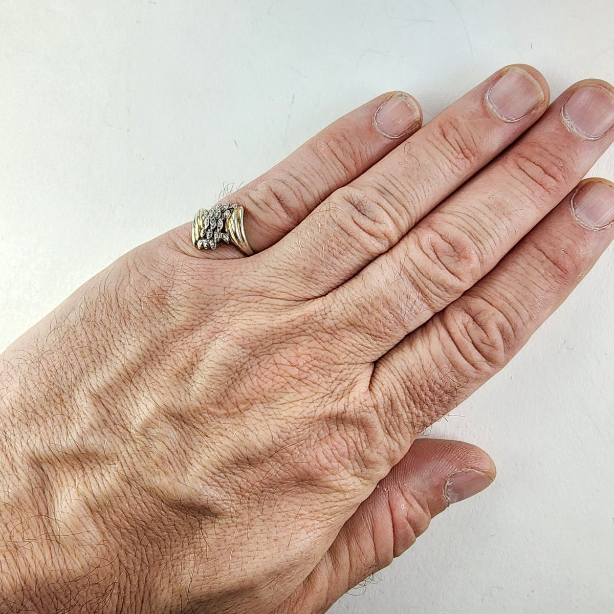 Gold Over Sterling Silver 925 Diamond Accent Cluster Bypass Ring Size 8 1/2