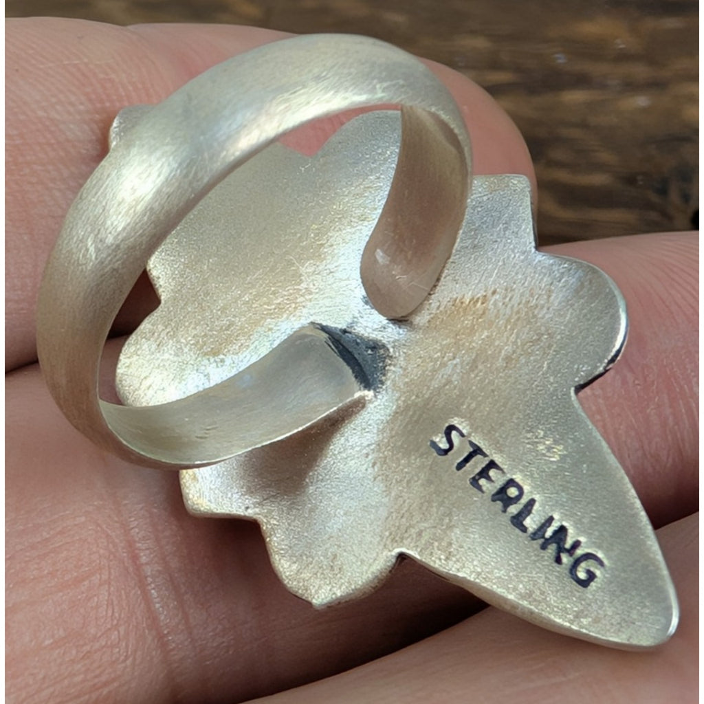 Purple Mohave Turquoise Stamped Sterling Silver 925 Adjustable Ring Size 6 to 11