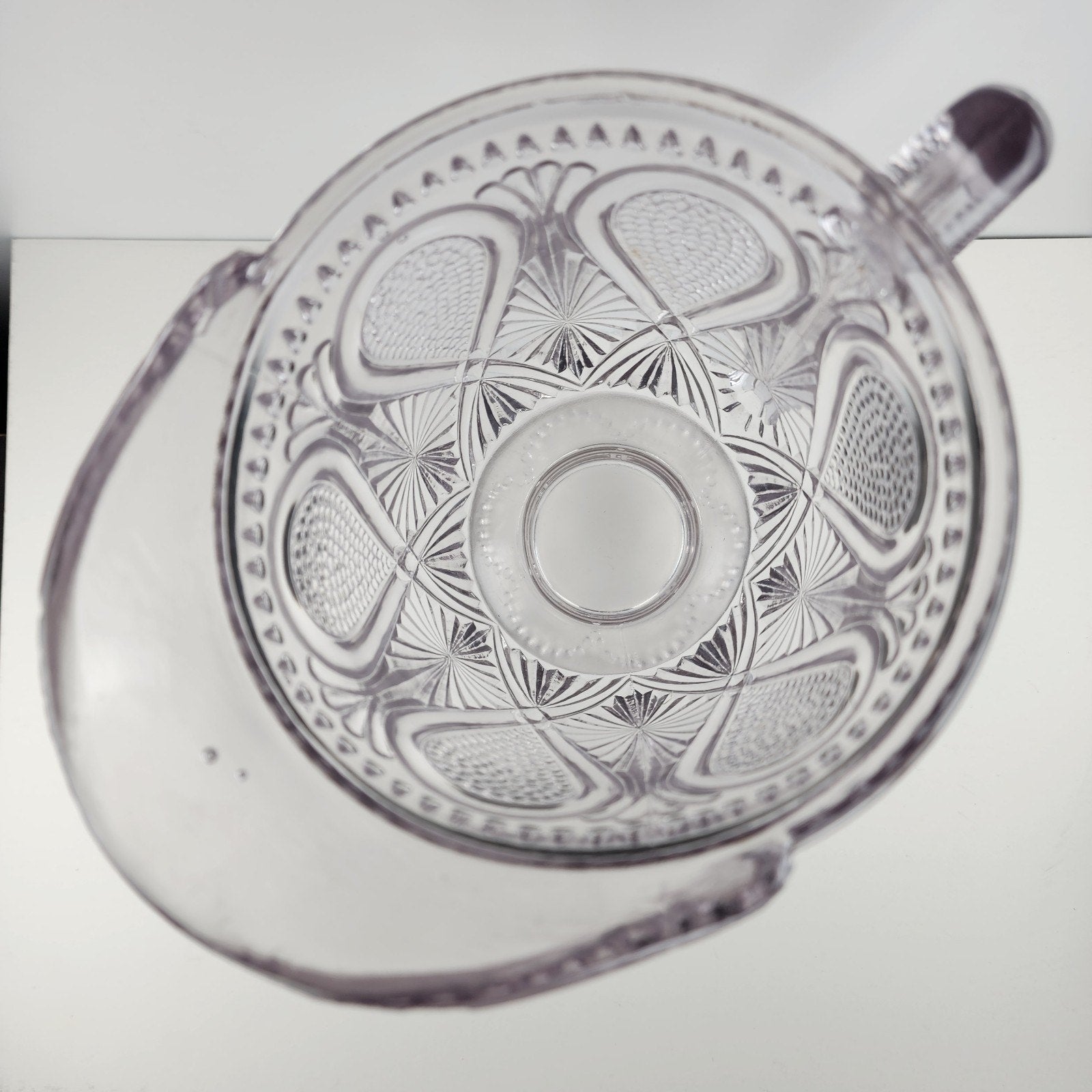Dotted Loop Pattern Purple Depression Glass Pitcher Vintage