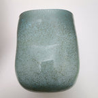 Seafoam Green Bubble Trap Art Glass Vase Hand Blown Square Vessel