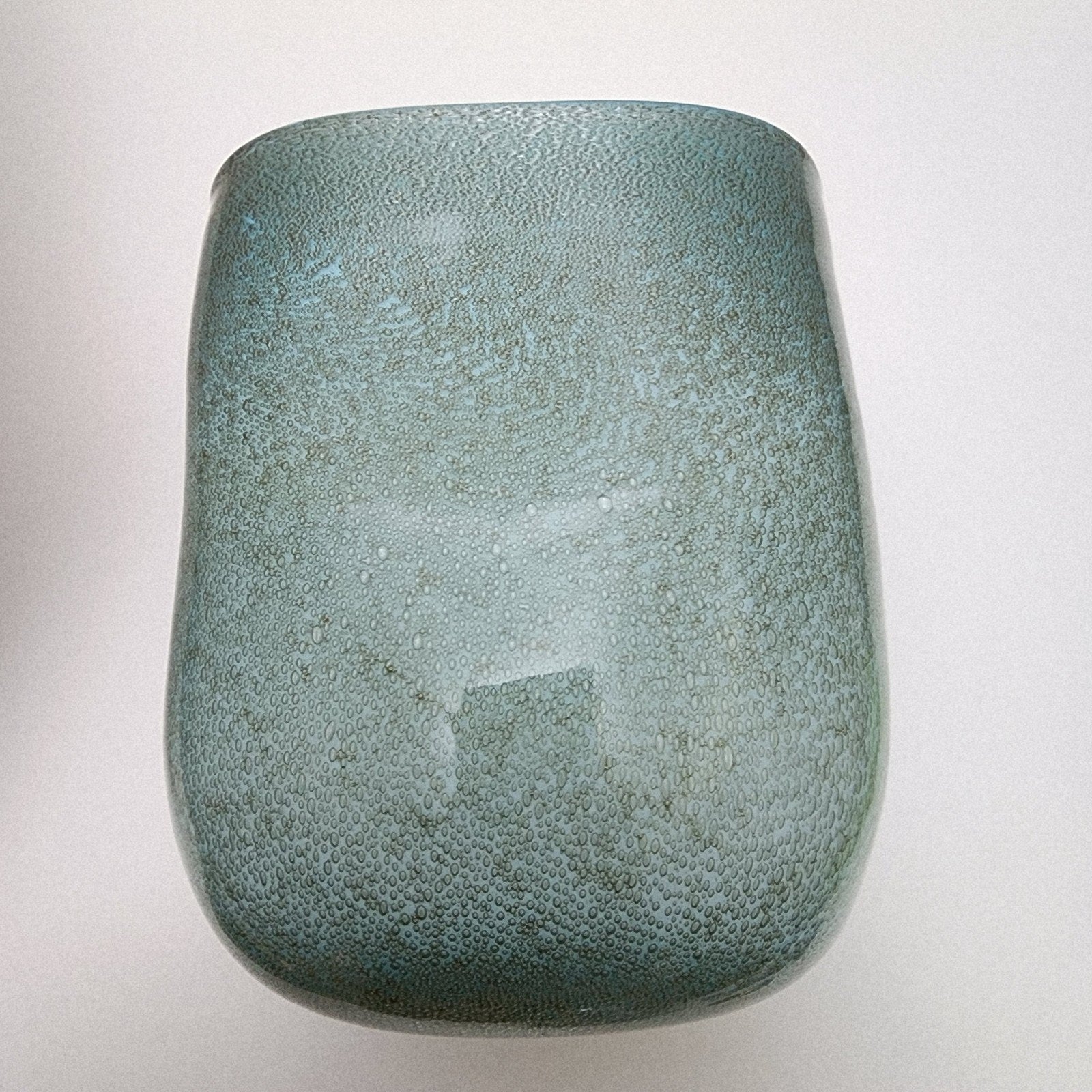 Seafoam Green Bubble Trap Art Glass Vase Hand Blown Square Vessel