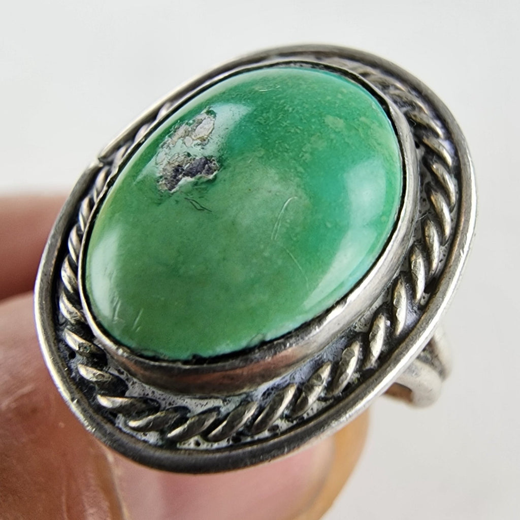 Royston Turquoise Navajo Ring Size 5 3/4 Sterling Silver 925 Vintage Old Pawn