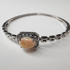 Ethopian Opal Halo Sterling Silver 925 Hinged Designer Bracelet