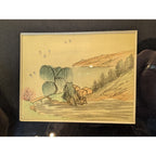 Framed CHINESE Miniature Watercolor & Ink Painting of Village Scene