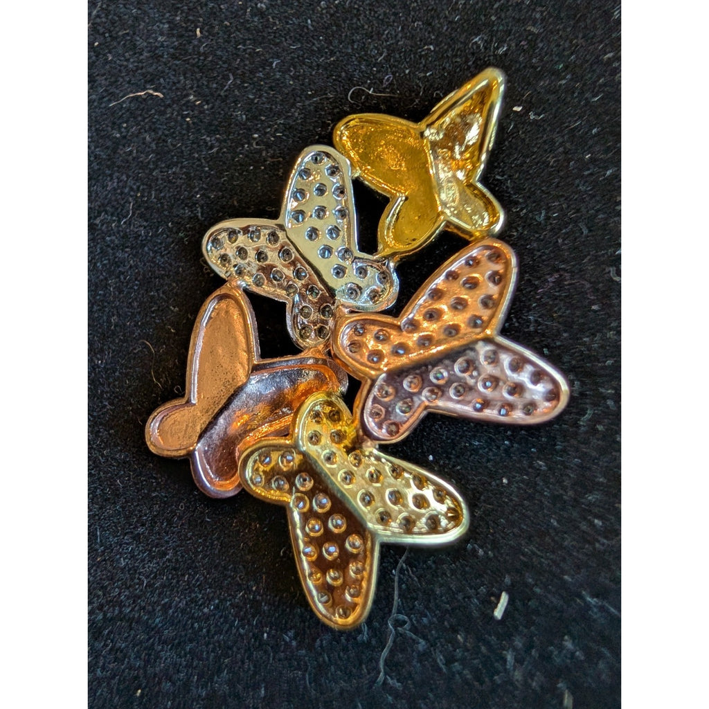 Tricolor Butterfly Sterling Silver 925 Pendant