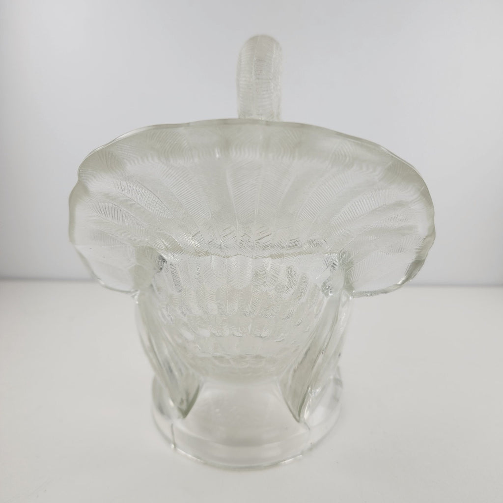 Clear Glass Turkey Lidded Candy Covered Dish by L.E. Smith Vintage