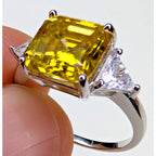 5ct Yellow Moissanite Sterling Silver 925 Cocktail Ring Size 8 Asscher Cut