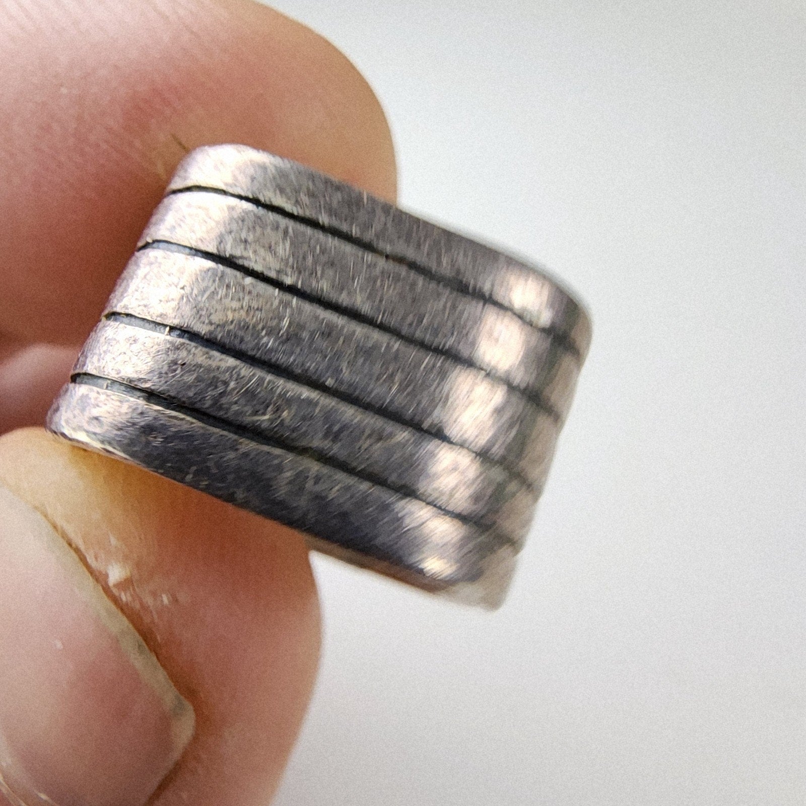 Modernist Square Band Ring Size 6 1/2 Sterling Silver 925 Vintage