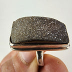 Natural Brown Quartz Druzy Ring Size 7 Sterling Silver 925 Vintage