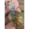 Vintage Ammonite & Raw Quartz Sterling Silver 925 Pendant