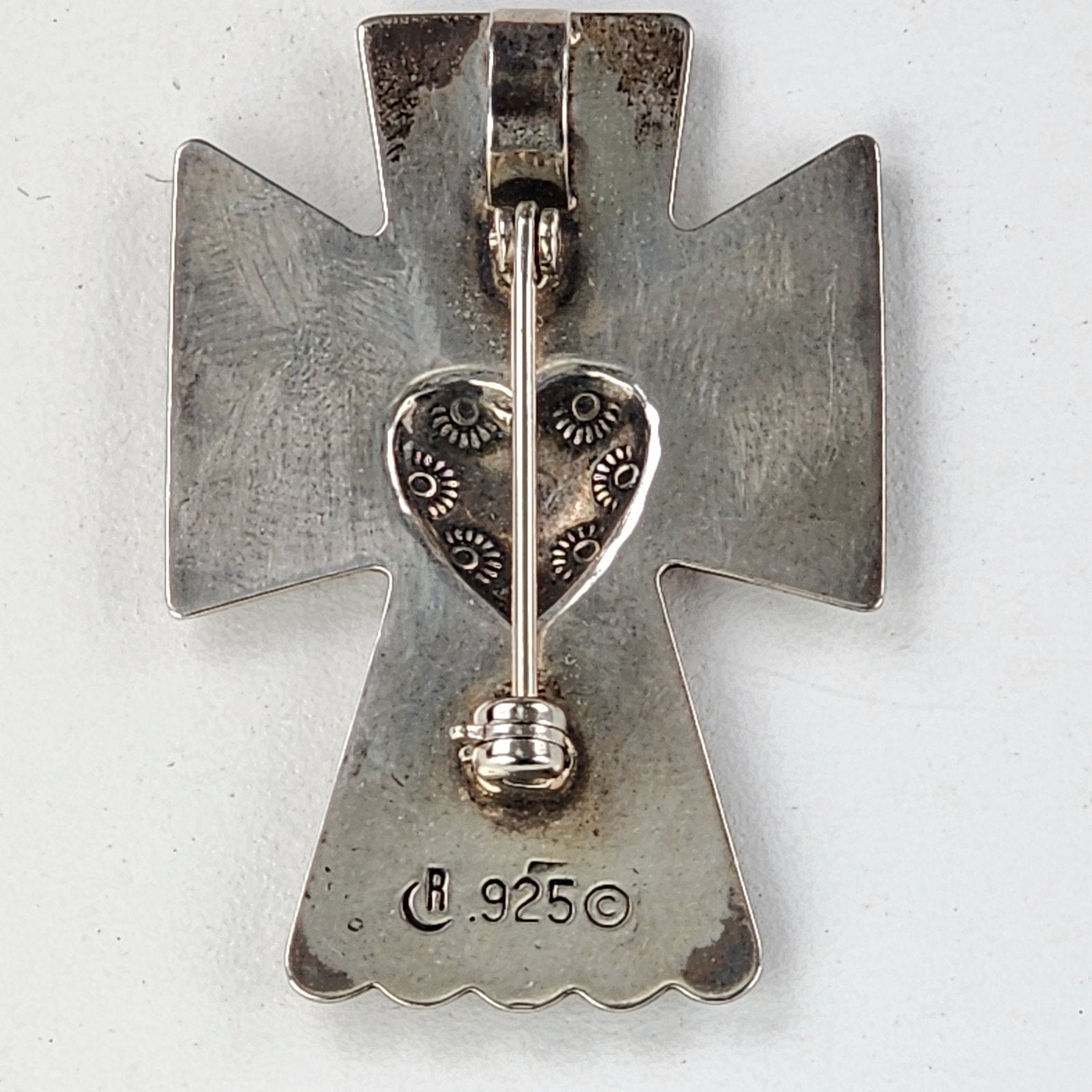 Angel Cross Pendant Brooch Relios by Carolyn Pollack Sterling Silver 925 Vintage