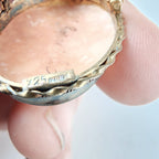 Carved Shell Cameo Pendant Brooch Sterling Silver 925 with Gold Finish