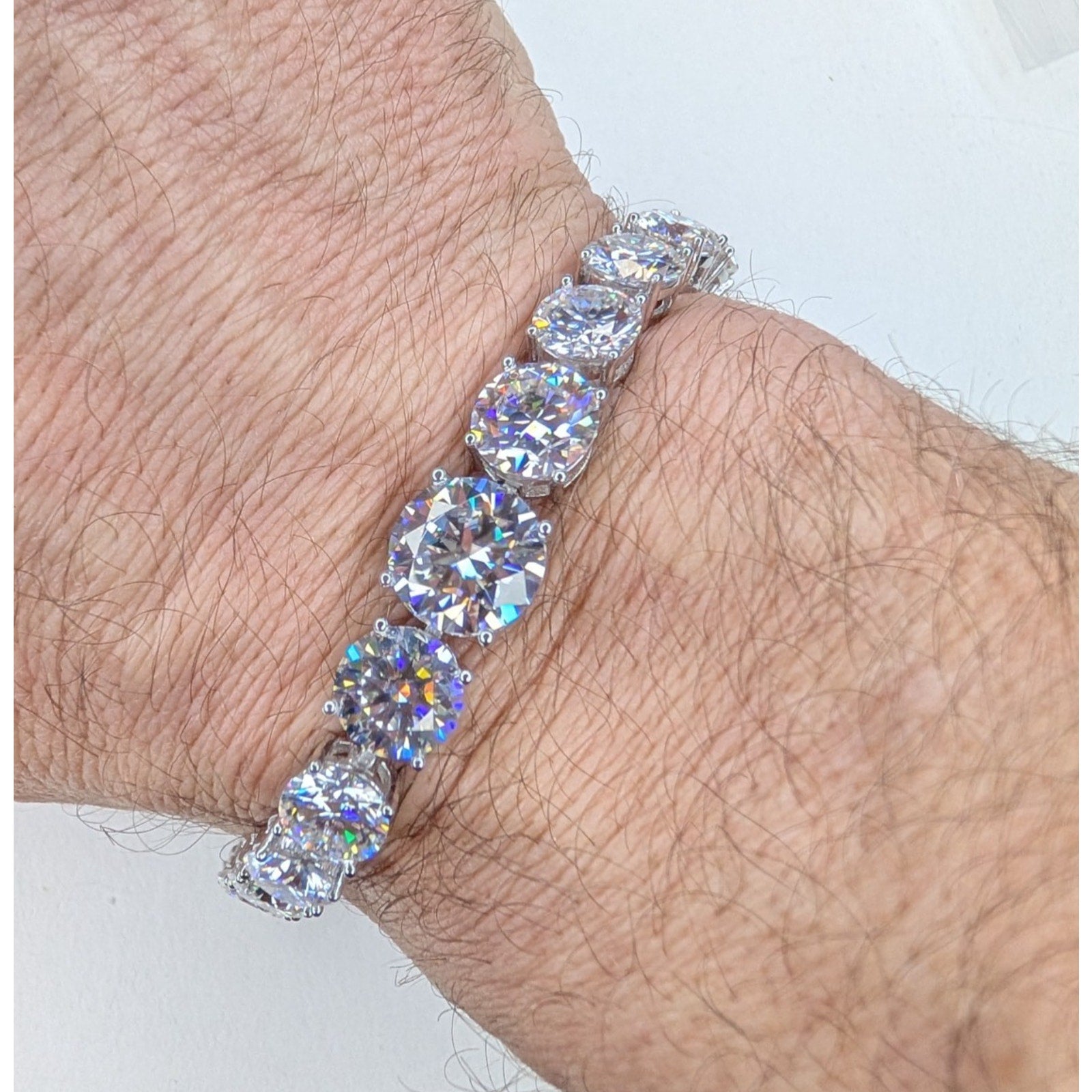 Moissanite Sterling Silver 925 Graduated Tennis Bracelet 8mm to 11mm 8.5" Length