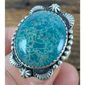 Turquoise Southwestern Sterling Silver 925 Ring Adjustable Size 6 to 11