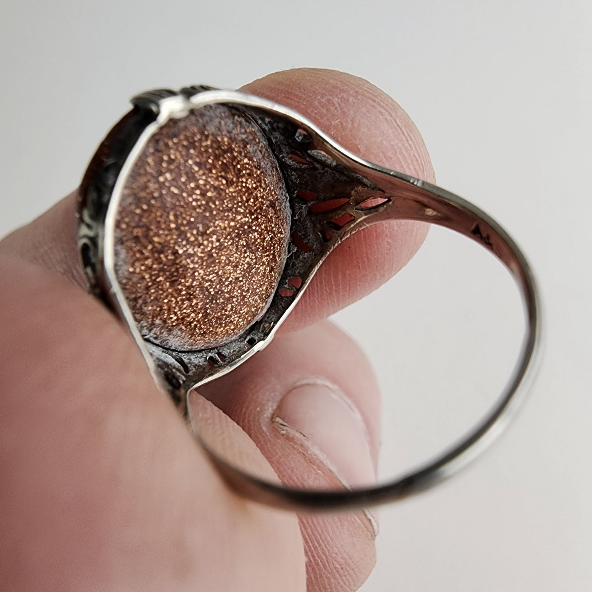 Anitque Victorian Druzy Filigree Ring Size 6 3/4 in Sterling Silver 925