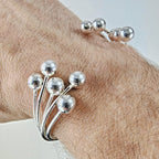 Modernist Multi Strand Ball Sterling Silver 925 Bracelet Vintage Bead