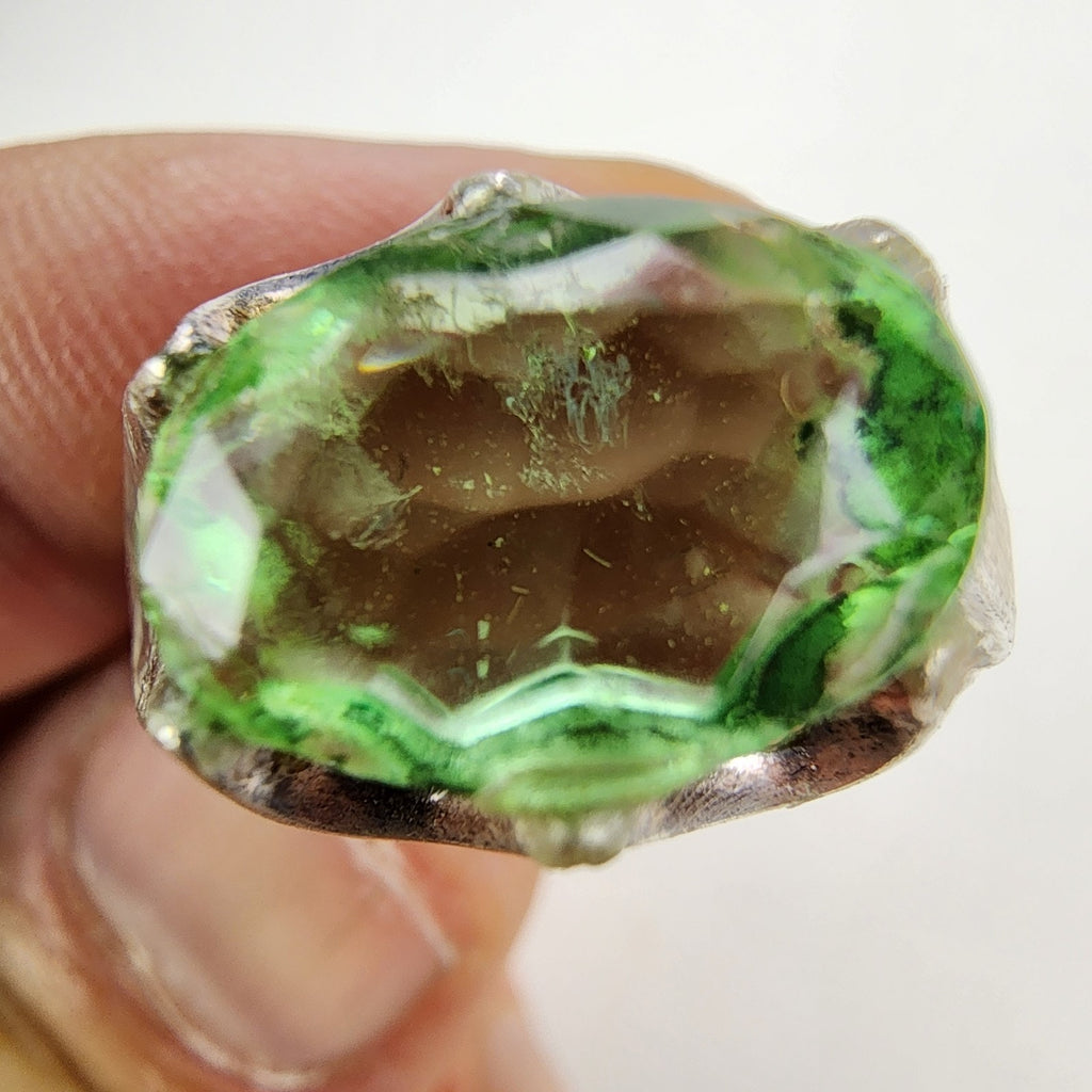 Prong Set Green Stone Ring Size 11 1/2 Sterling Silver 925 Vintage