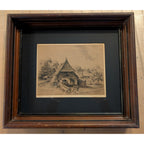 Framed Cottage Engraving by Pau Roig Cisa (1879-1955) Signedd & Numbered