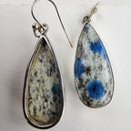 K2 Jasper Dangle Drop Earrings Sterling Silver 925 Vintage Azurite in Quartz