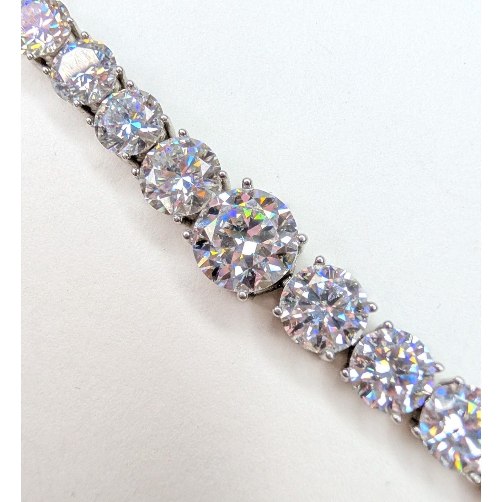 Moissanite Sterling Silver 925 Graduated Tennis Bracelet 8mm to 11mm 8.5" Length