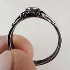 Blue Sparkle Enamel Heart Vintage Ring Size 8 in Sterling Silver 925
