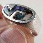 Vintage Taxco Abalone Inlay Ring Size 5 3/4 in Sterling Silver 925