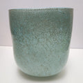 Seafoam Green Bubble Trap Art Glass Vase Hand Blown Square Vessel