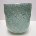 Seafoam Green Bubble Trap Art Glass Vase Hand Blown Square Vessel