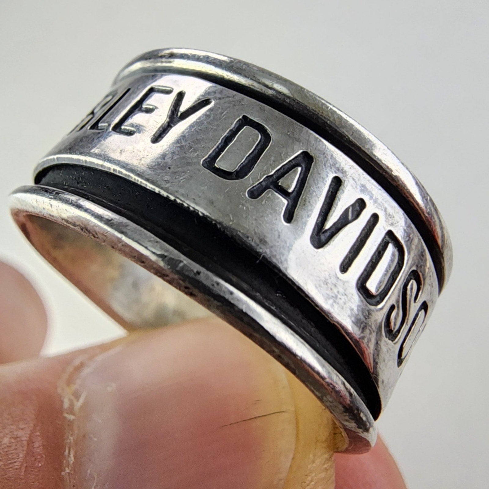 Harley Davidson Spinner Fidget Ring Size 13 1/2 Sterling Silver 925 Vintage