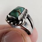Old Pawn Green Turquoise Ring Size 3 in Sterling Silver 925