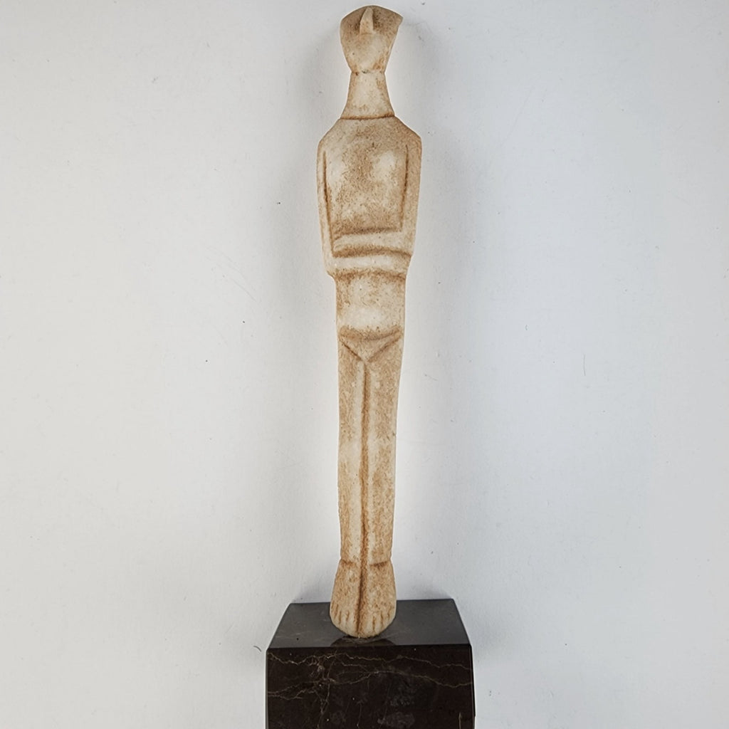 Cycladic Mother Museum Reproduction 8" Figure Sculpture Marble Base Vintage