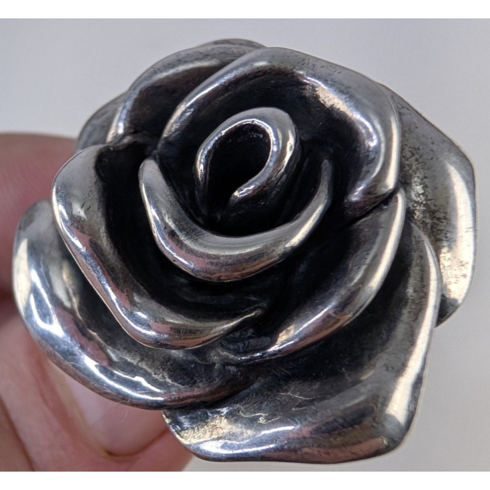 Electroform Flower Rose Sterling Silver 925 Designer Ring Size 7 1/4