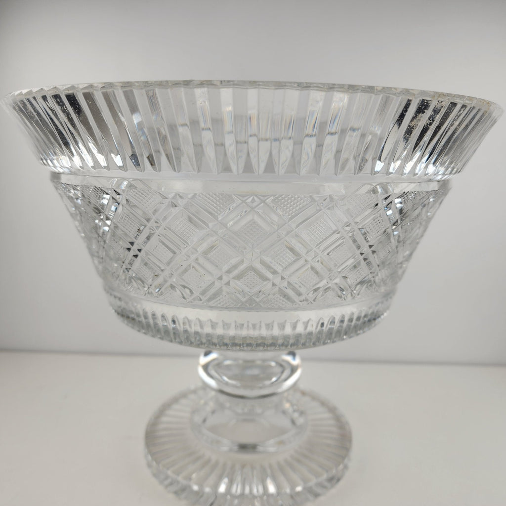 Waterford Crystal Georgian Strawberry Footed Punch Bowl 10" Vintage