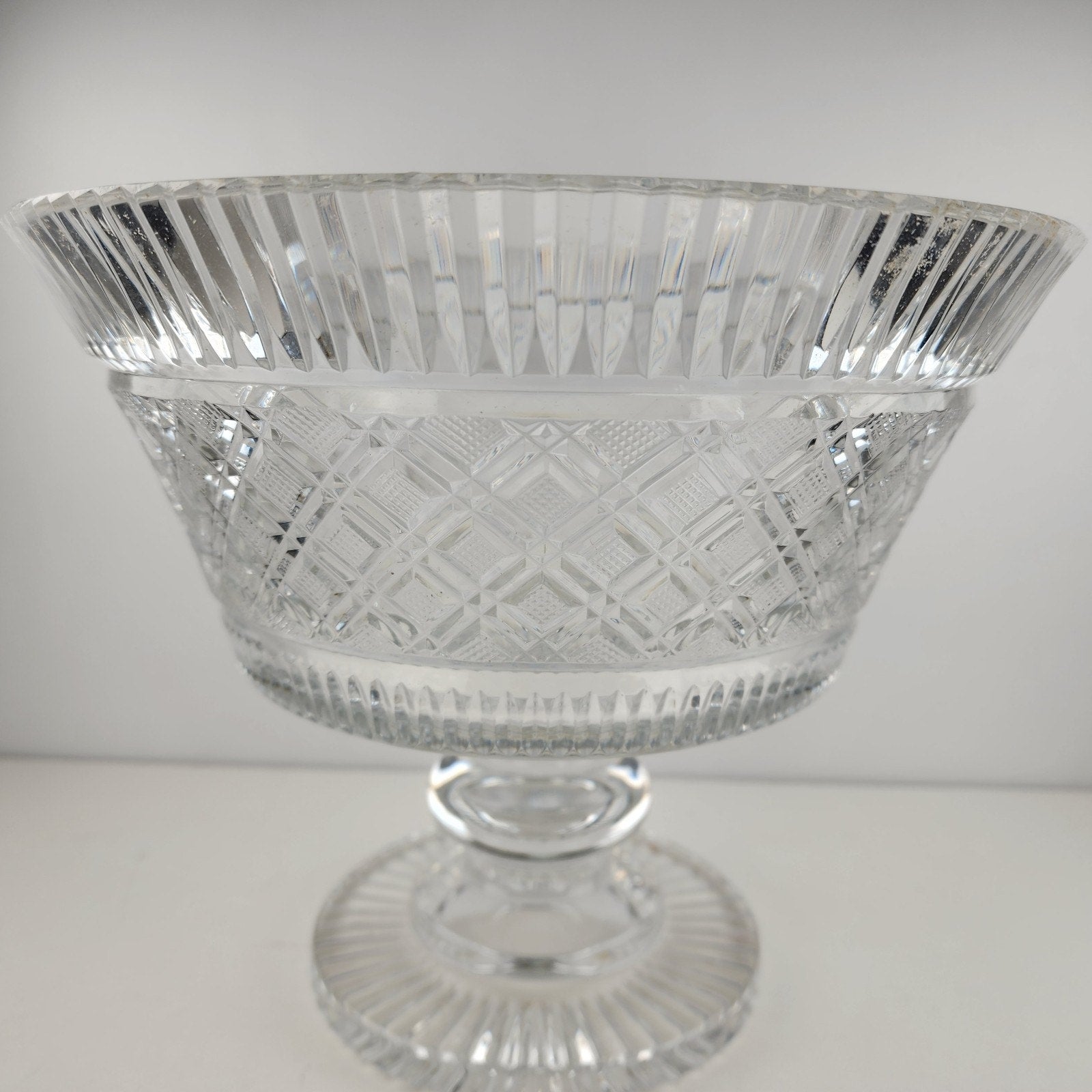 Waterford Crystal Georgian Strawberry Footed Punch Bowl 10" Vintage